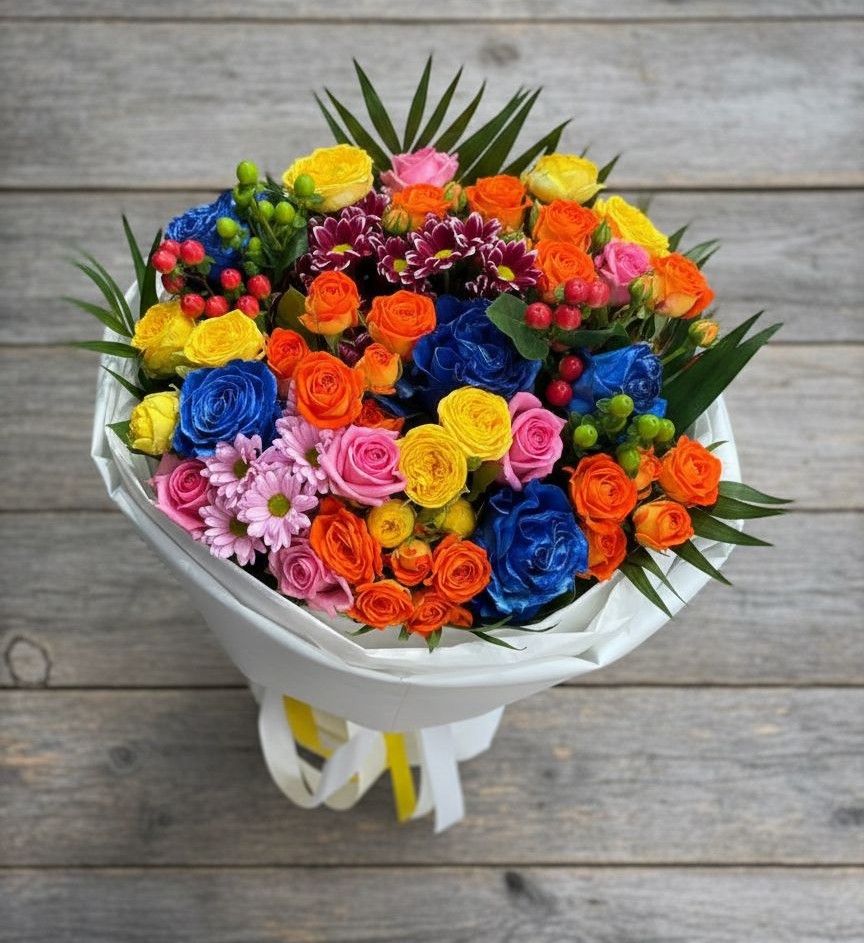 Букет цветов из: Розы и Хризантемы в Сокольниково