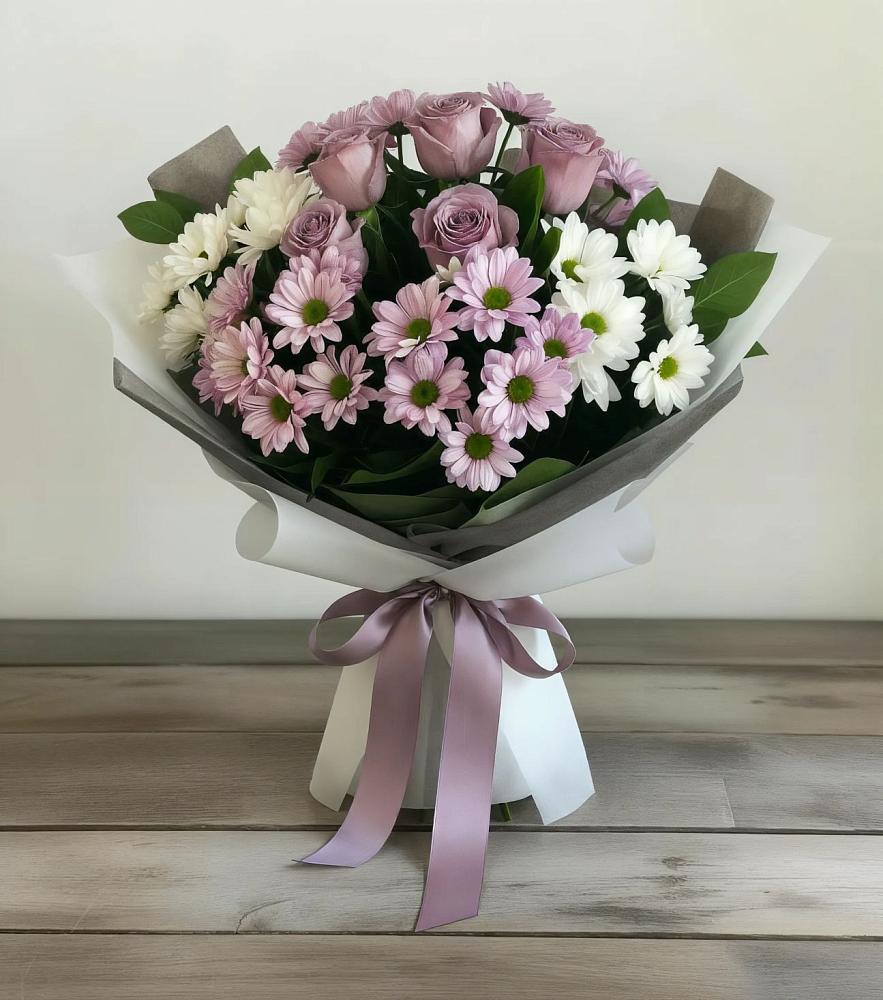 Букет цветов из: Хризантемы и Розы в Сокольниково