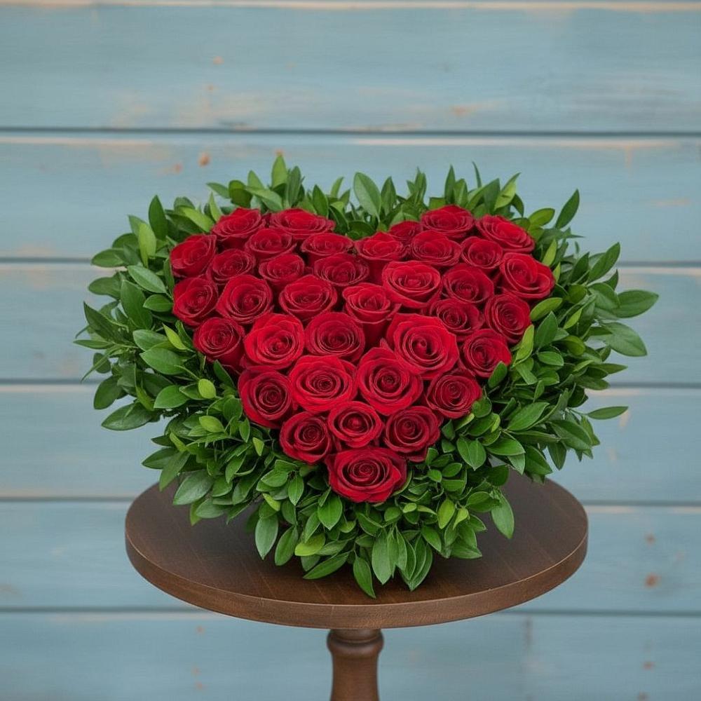 Цветочная композиция из Розы в виде сердца в Сокольниково