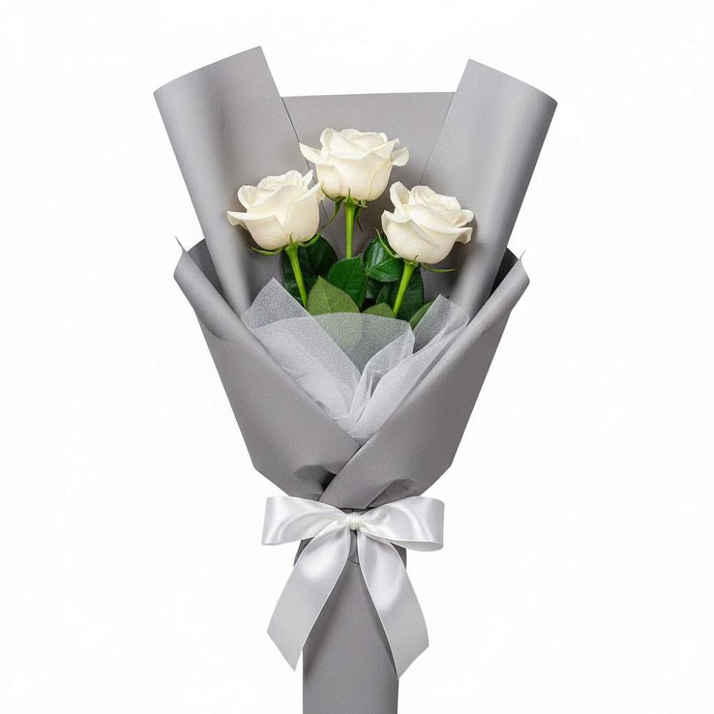 Букет 3 белые розы в Сокольниково