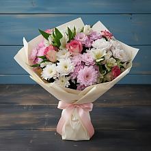 Букет цветов из:  Хризантемы, Альстромерии и Розы #REPLACE_PRED# Сокольниково