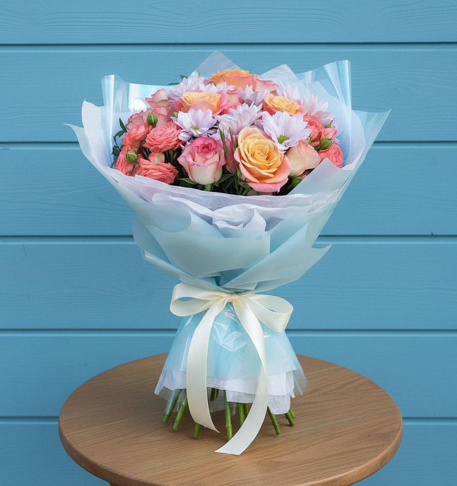 Букет цветов из: Хризантемы и Розы в Сокольниково