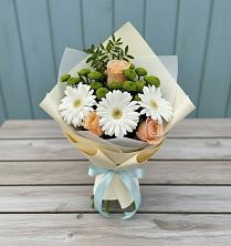 Букет цветов из:  Герберы, Розы и Хризантемы в Сокольниково