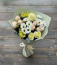 Букет цветов из:  Альстромерии, Розы и Хризантемы в Сокольниково