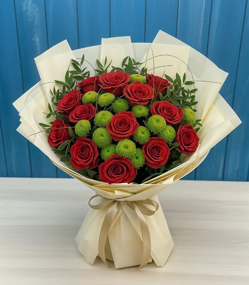 Букет цветов из: Розы и Хризантемы в Сокольниково