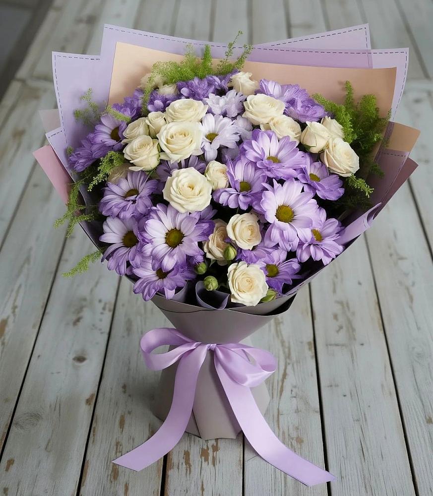 Букет цветов из: Хризантемы и Розы в Сокольниково