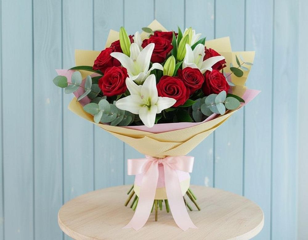 Букет цветов из: Лилии и Розы в Сокольниково